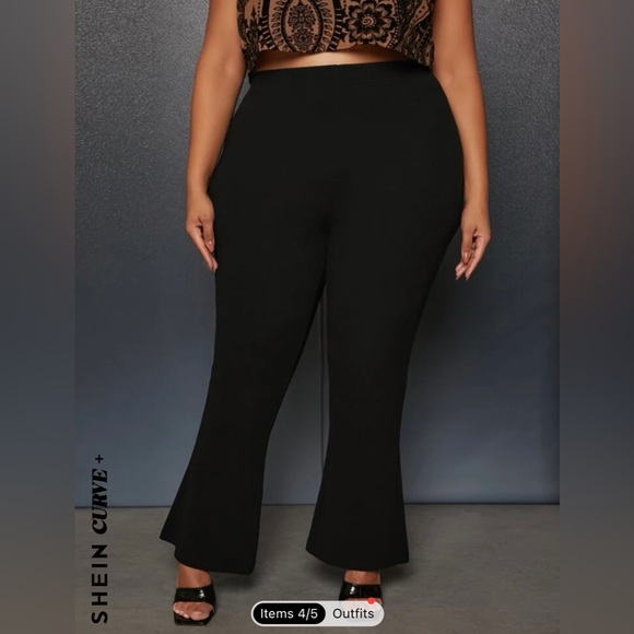 SHEIN Curve+ sz 28 Black Flare Leg Pants EUC - Picture 3 of 10